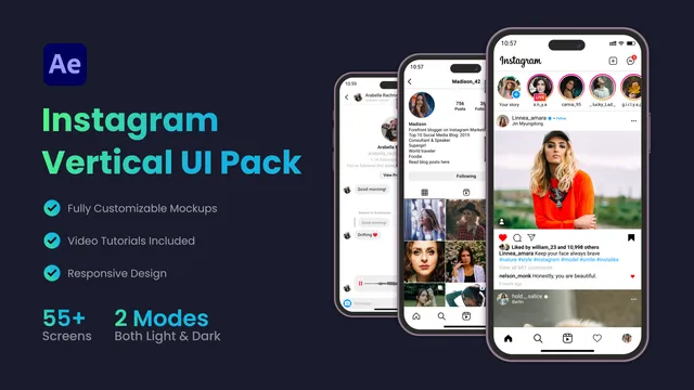 Instagram Vertical UI Animation Pack - After Effects template preview image