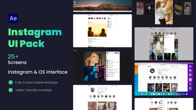 Instagram UI Animation Pack - After Effects template preview image