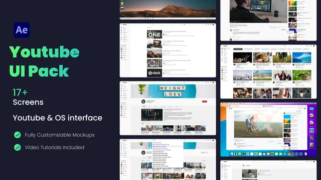 YouTube UI Animation Pack - After Effects template preview image