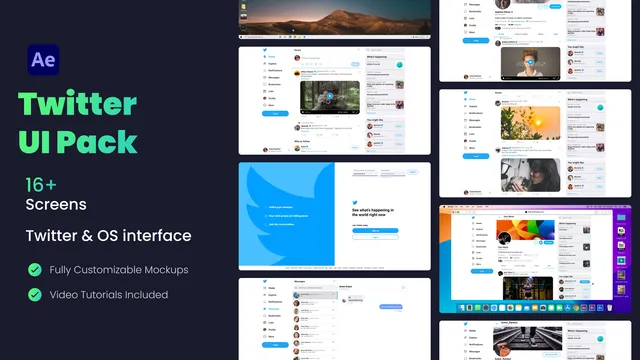 X Twitter UI Animation Pack - After Effects template preview image